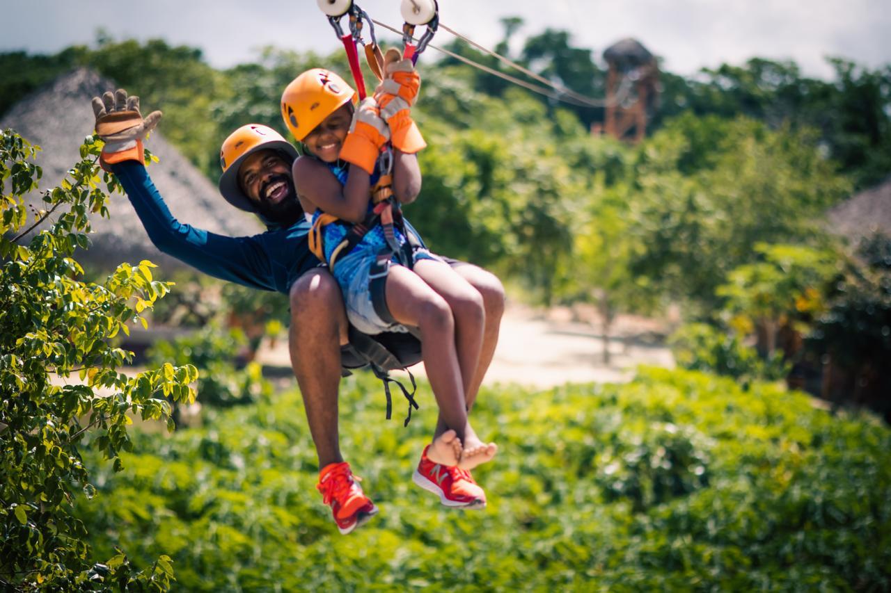 Zip line flight over the treetops at Domitai Park