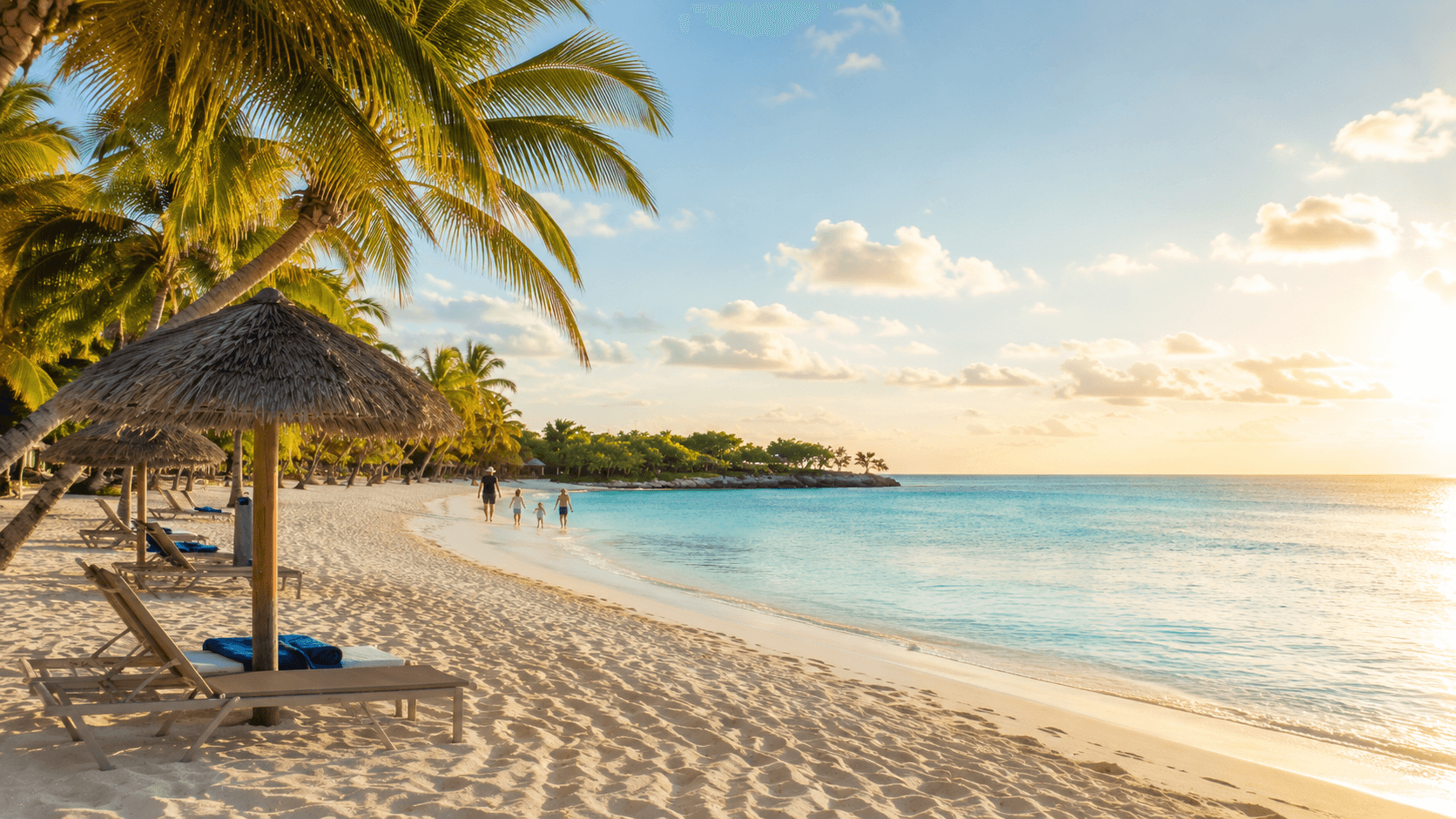 Family-friendly private beach in Punta Cana with calm turquoise water