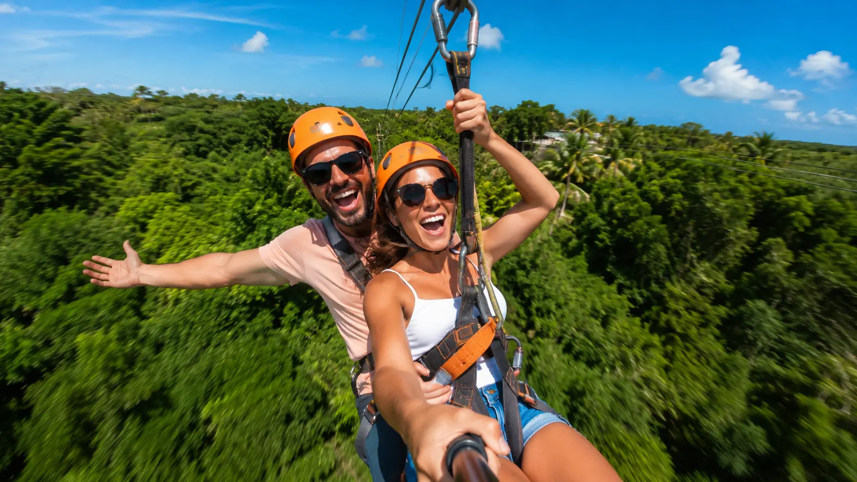 Couple enjoying adventure excursions in Punta Cana