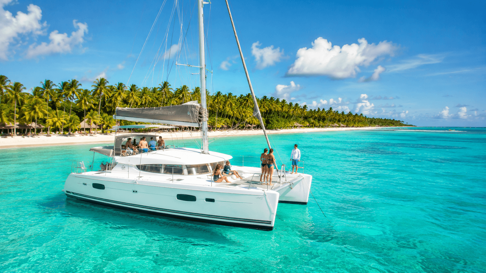 Catamaran tour sailing on Caribbean waters in Punta Cana