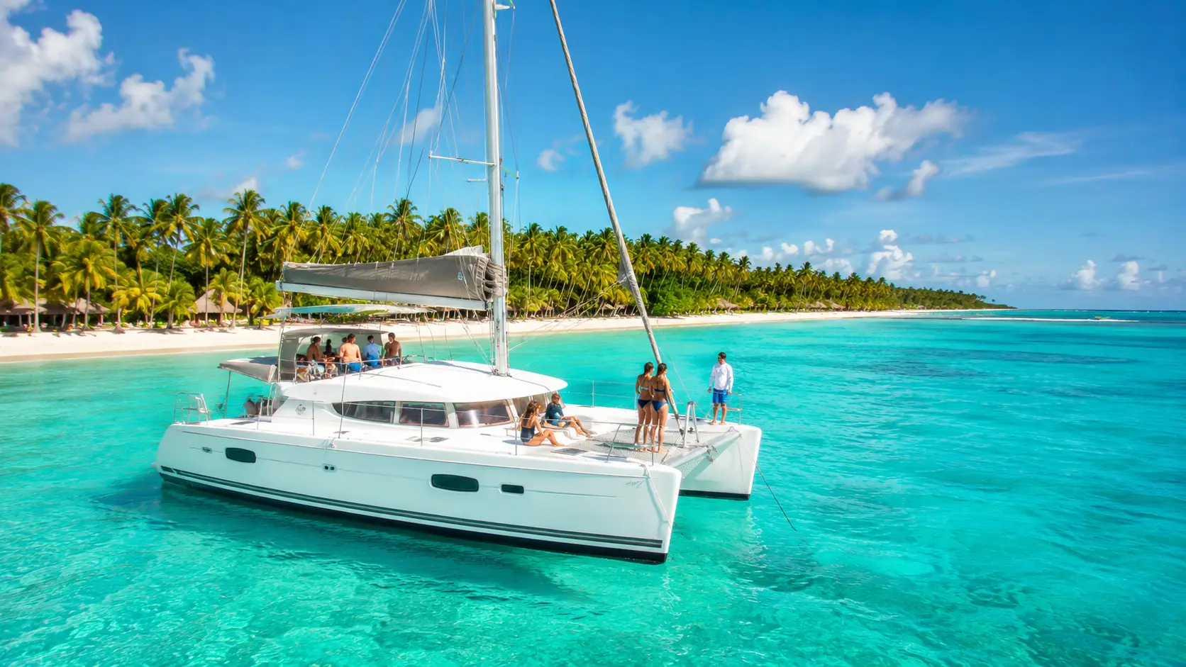 Catamaran tour sailing on Caribbean waters in Punta Cana