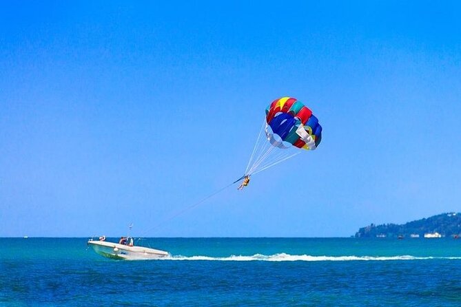 Parasailing over Caribbean waters